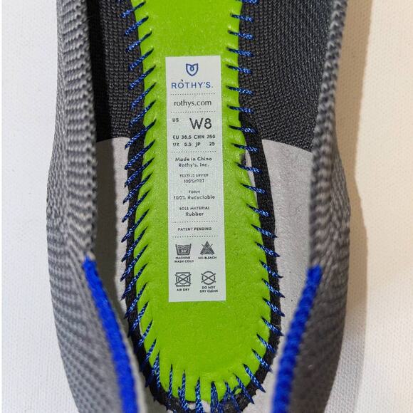 Rothys Birdseye Round Toe Charcoal Gray Pebble Flats Size 8W - Picture 9 of 10